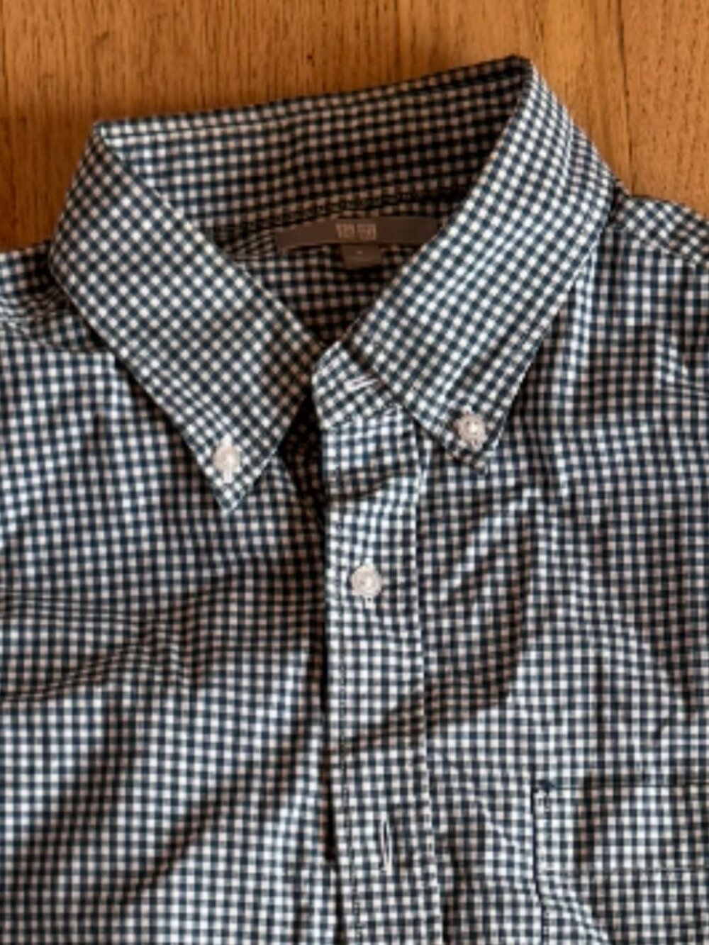 Uniqlo Men’s Blue White Gingham Check Button Down Shirt Medium
